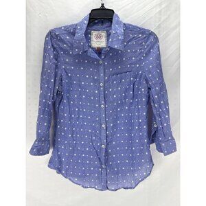 SO Perfect Blue Polka Dot Long Sleeve Button Down Shirt Women’s Size L Casual